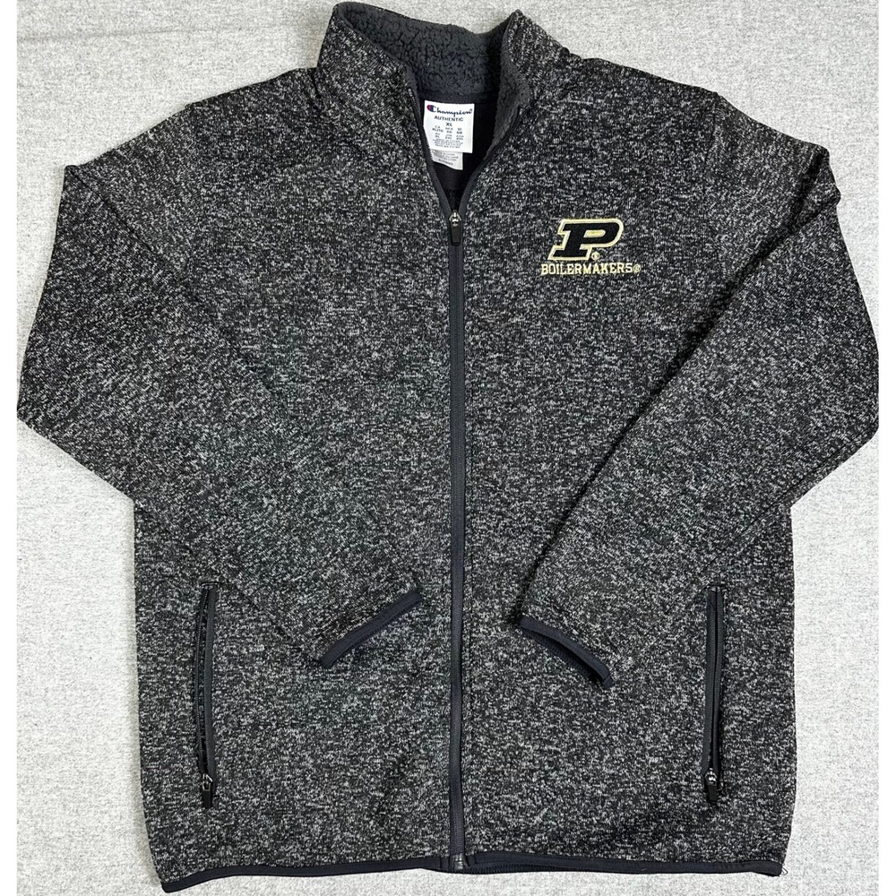 Champion Purdue Boilermakers Fleece Jacket Mens XL Gray Full Zip Embroidered